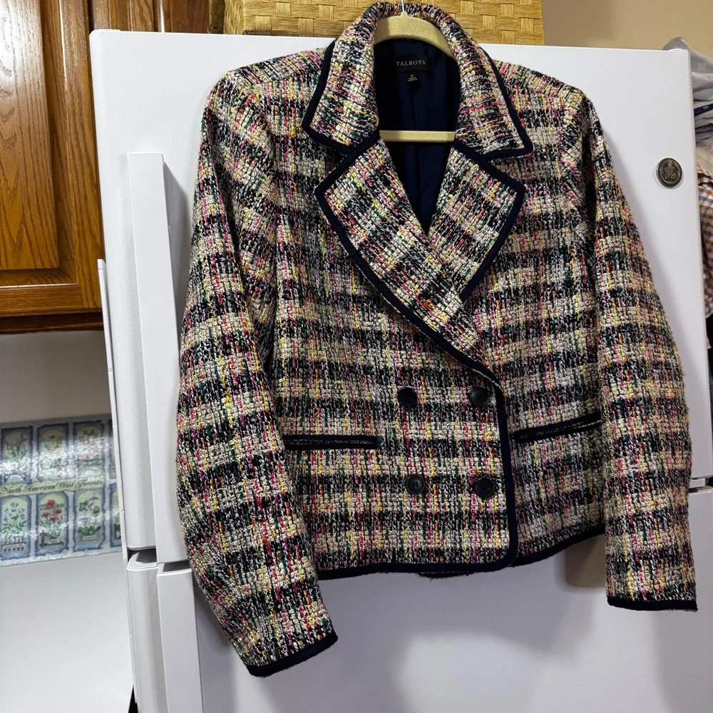Talbots Cafe Tweed Jacket Blazer Multicolor size 12 - Picture 12 of 14